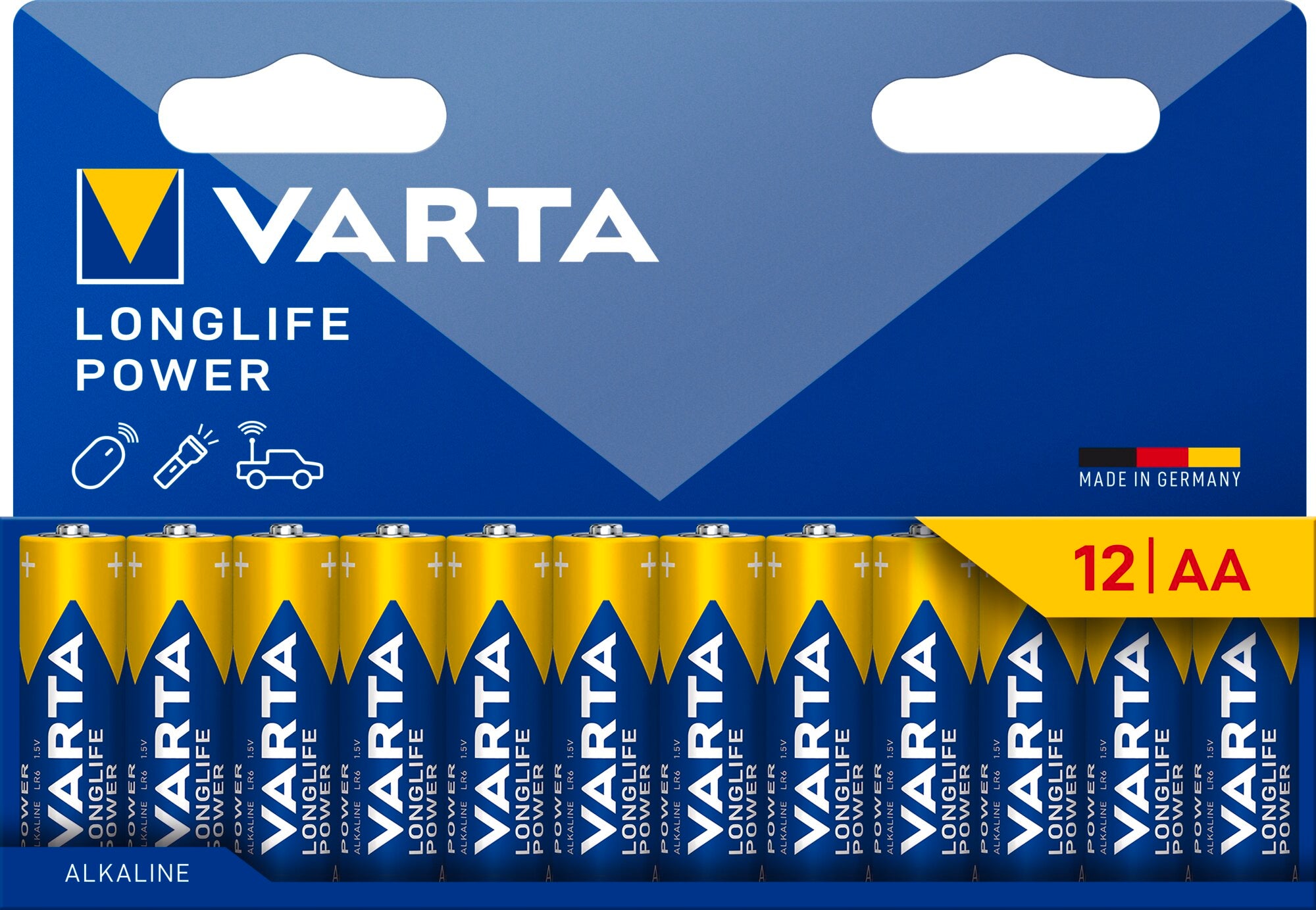 12 Longlife Power AA Batterien