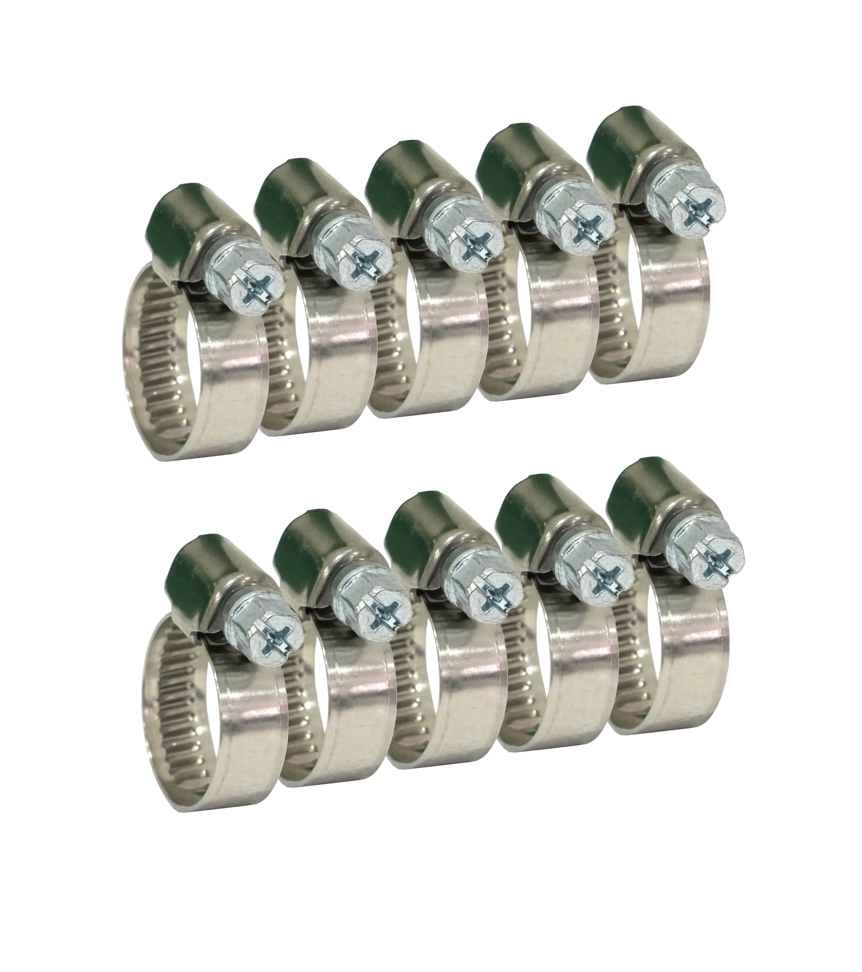 10 Inox-Schlauchklemmen 10 - 20 mm