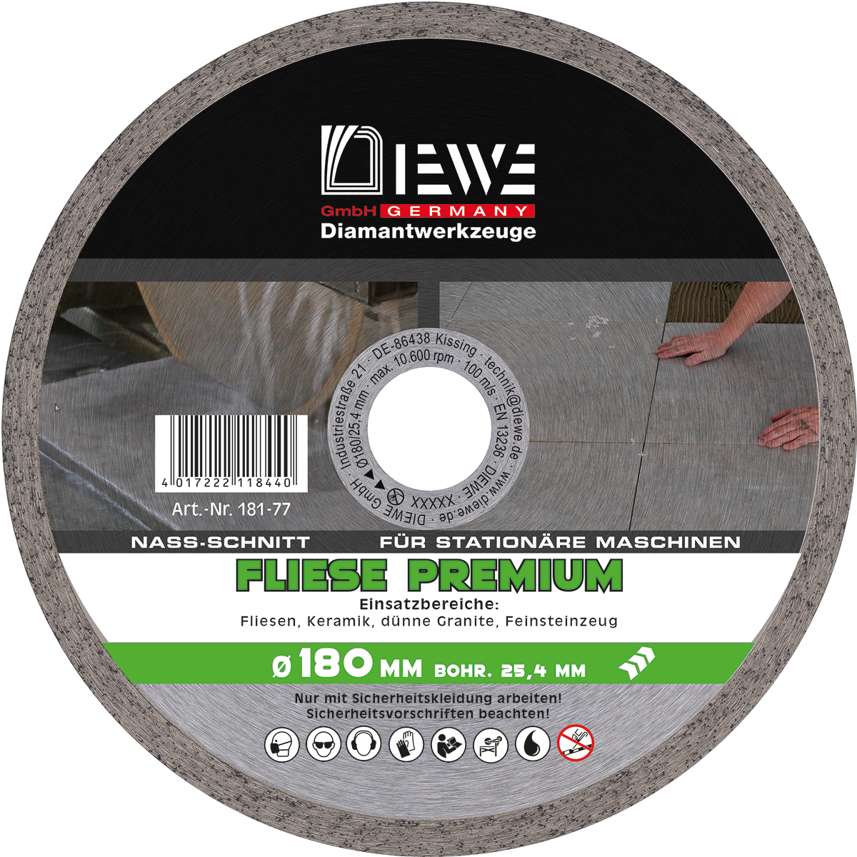 Diamant-Trennscheibe Selection Fliese 180 mm Ø