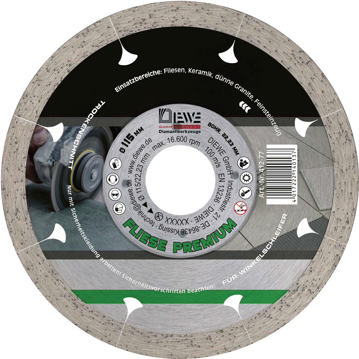 Diamanttrennscheibe Fliese Premium 115 mm