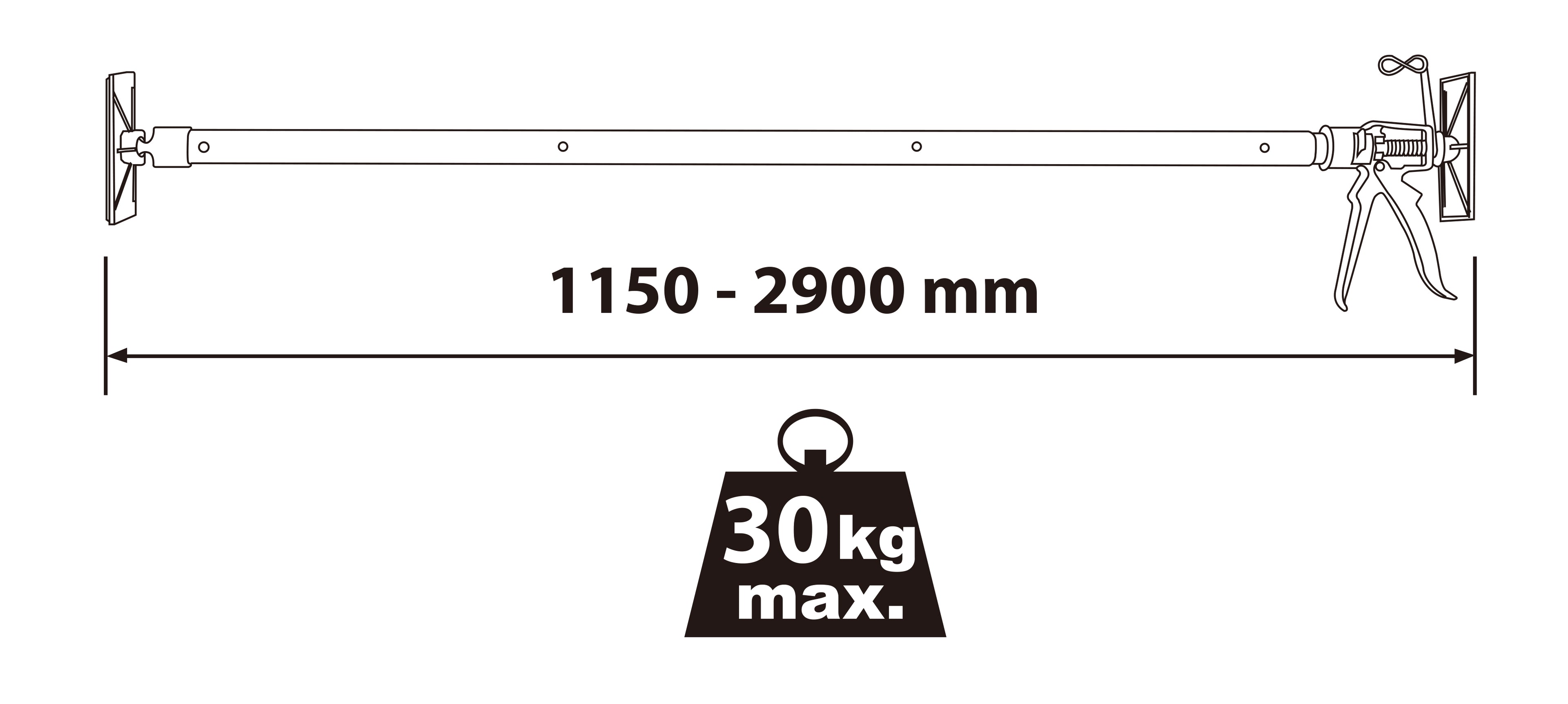 Teleskop-Stützstange 115-290 cm