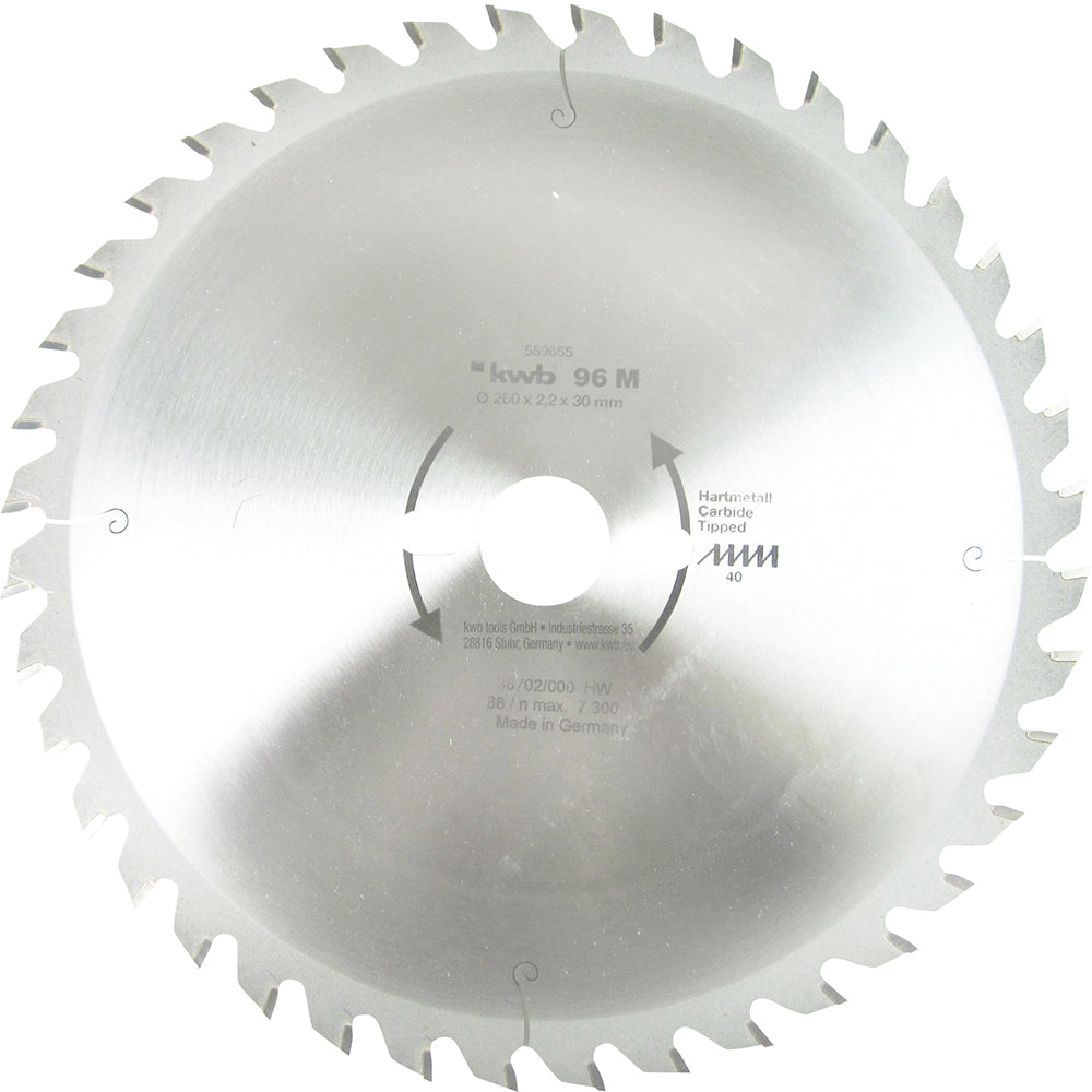 HM-Kreissägeblatt 260 x 30 mm Ø, 40 Zähne