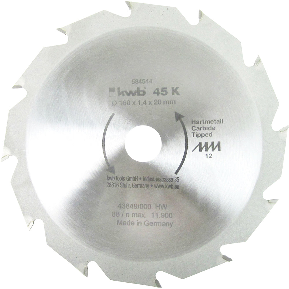 HM-Sägeblatt 160 x 20 mm Ø, 12 Zähne