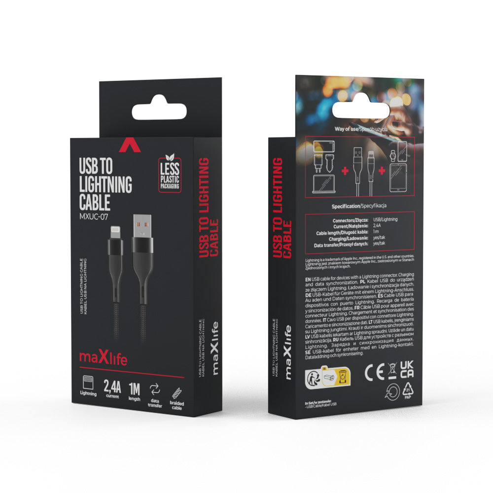 USB-A zu Lightning Kabel 1 m 2.4A Schwarz