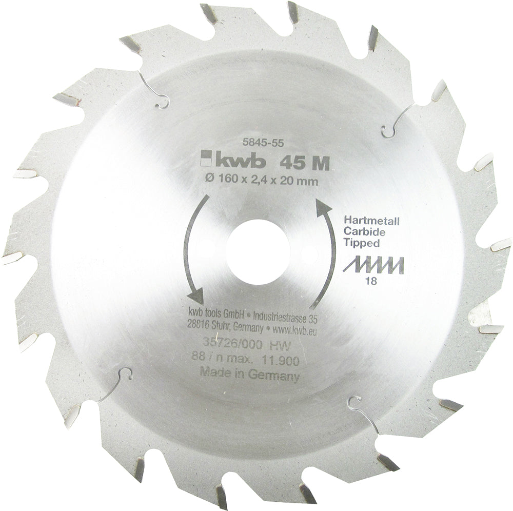 HM-Sägeblatt 160 x 20 mm Ø, 18 Zähne