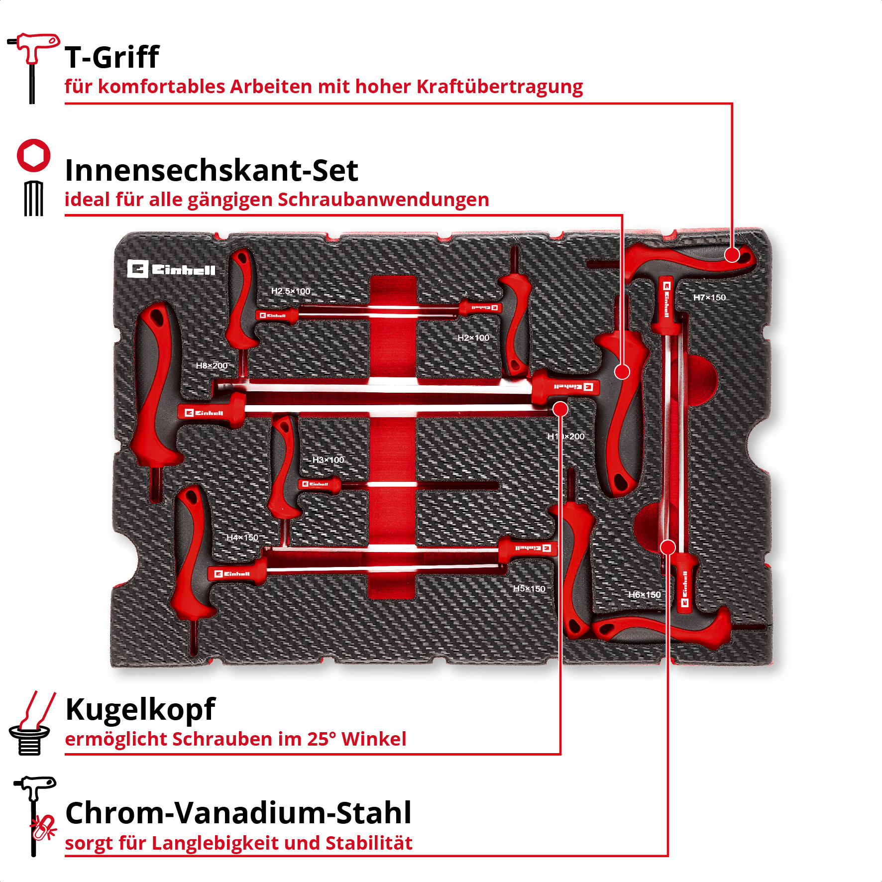 Einleger T-Griff-Schraubenzieher 9-teilig