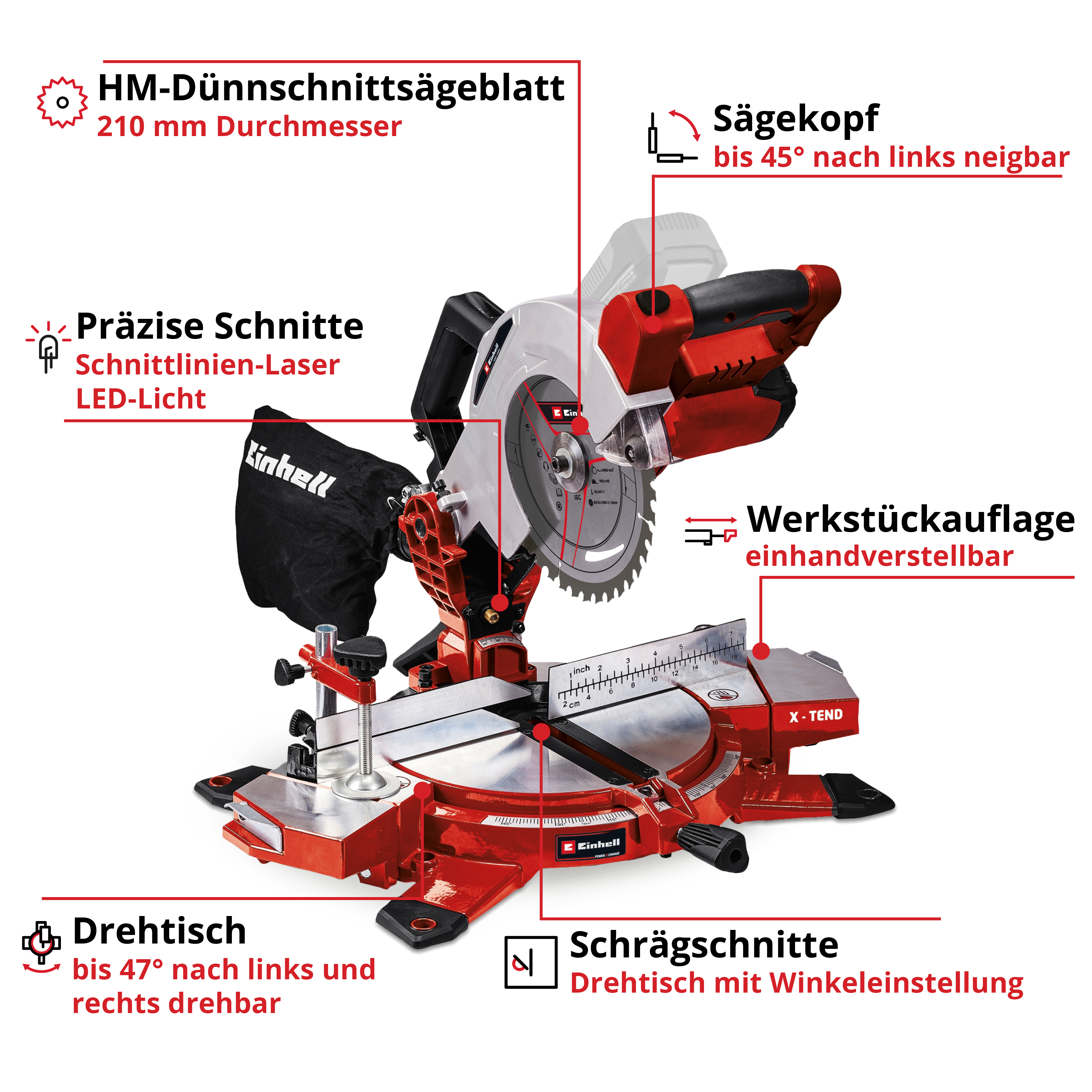 Akku-Kapp-Gehrungssäge TE-MS 18/210 Li - Solo