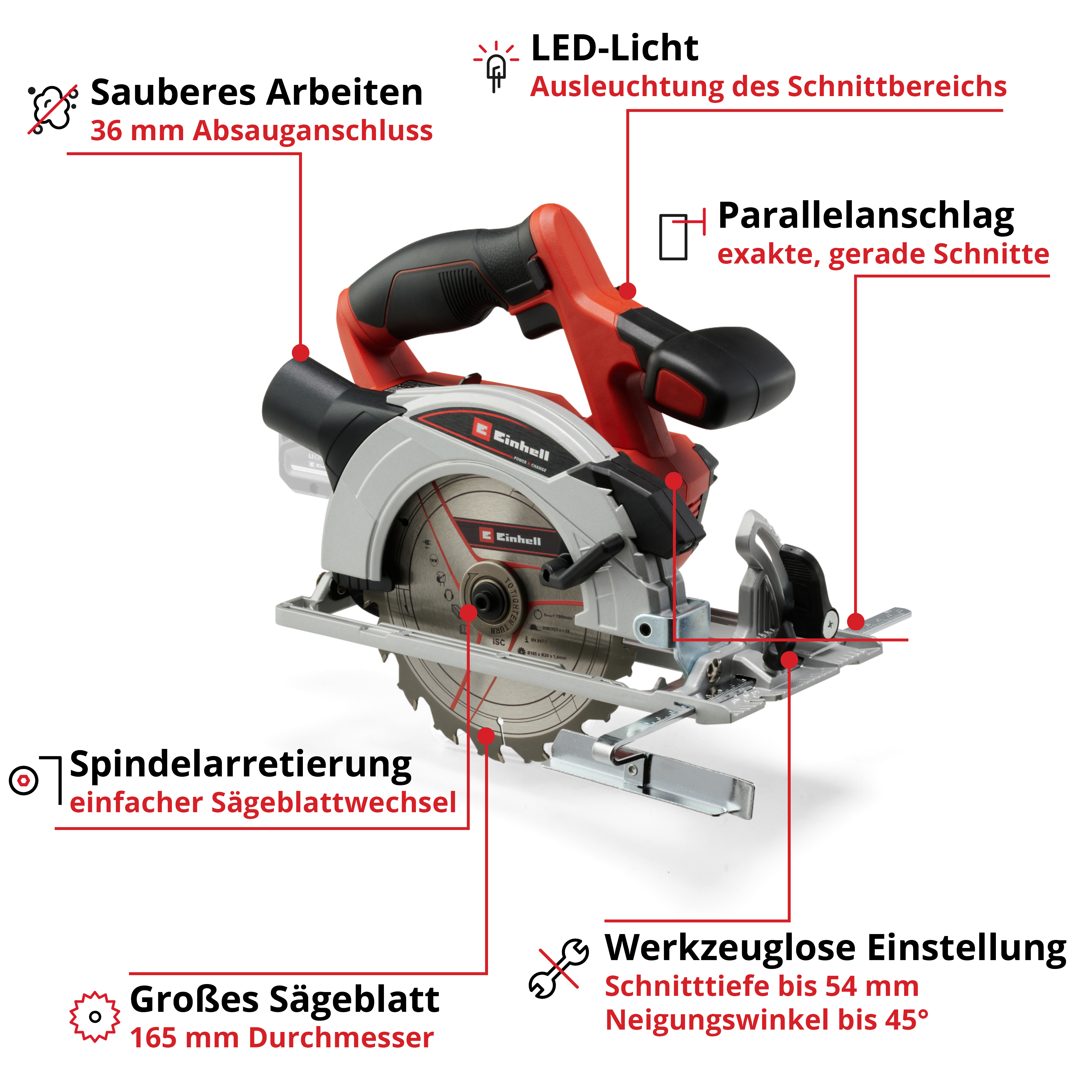 Akku-Handkreissäge TE-CS 18/165-1 Li-Solo, Power X-Change