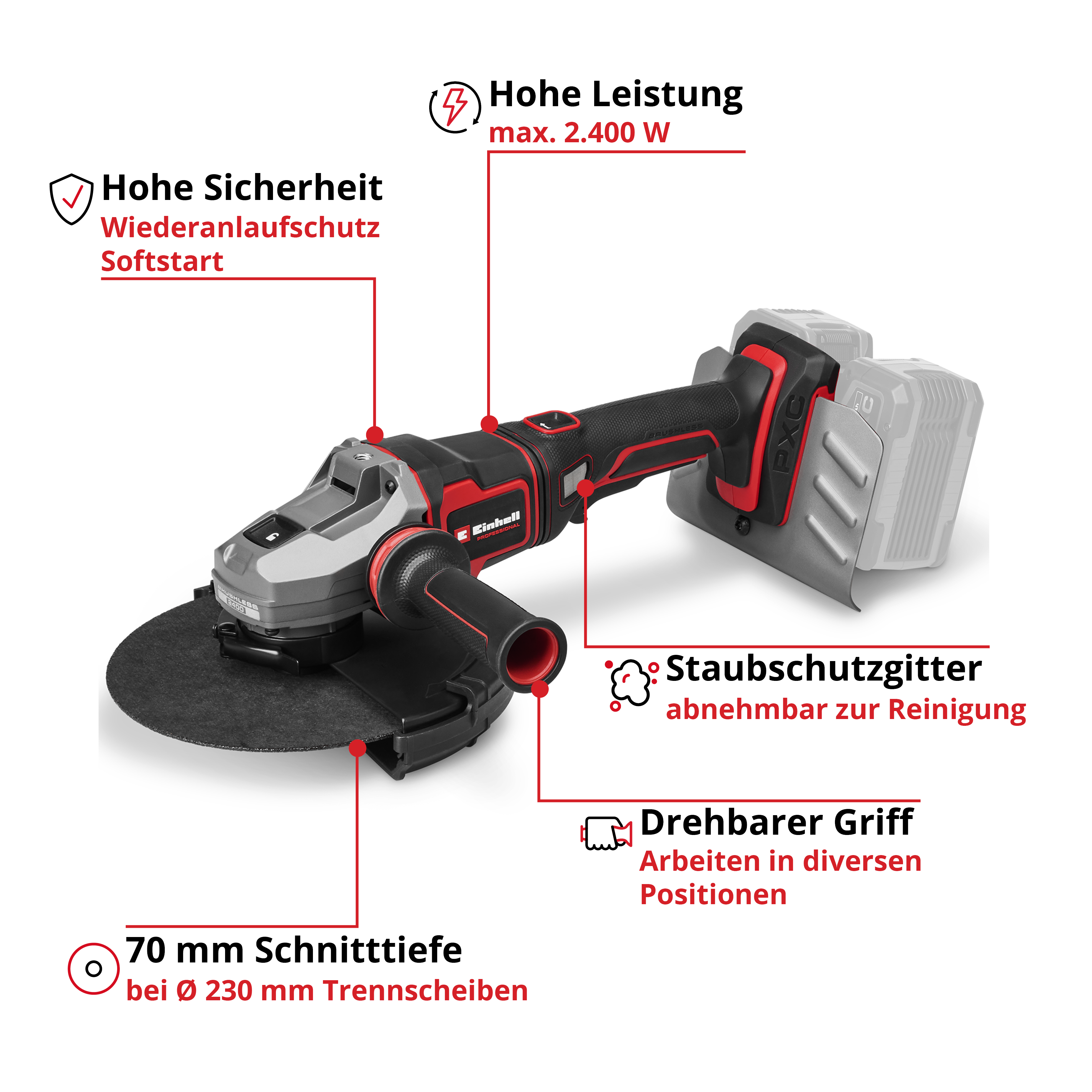Akku-Winkelschleifer TP-AG 36/230-24 Li BL - Solo