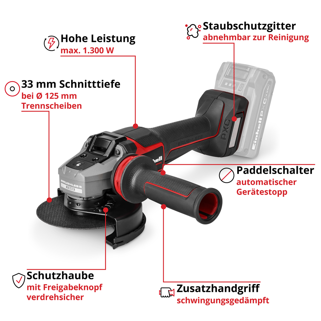 Akku-Winkelschleifer TP-AGD 18/125-131 Q P Li BL +5