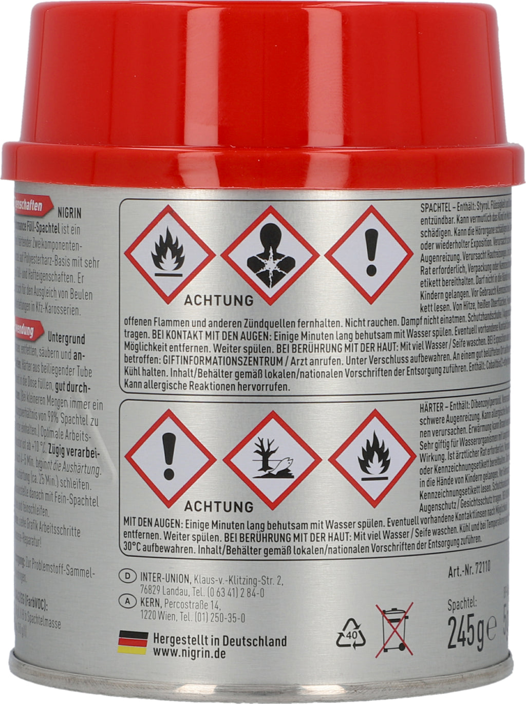 Performance Füll-Spachtel 250g 2-teilig