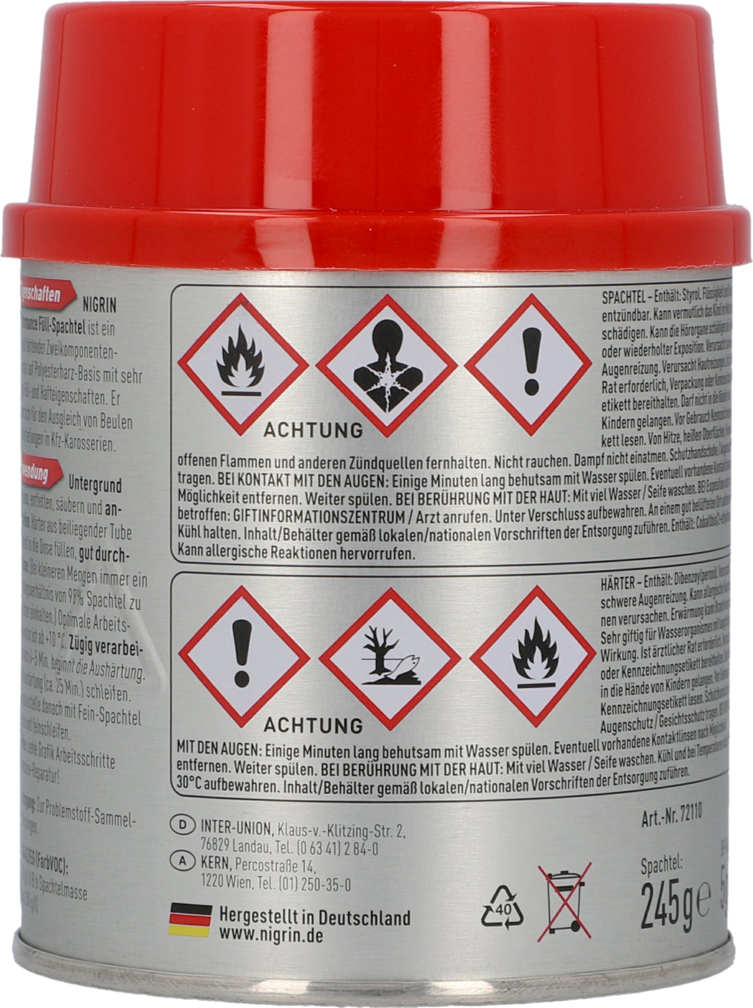 Performance Füll-Spachtel 250g 2-teilig