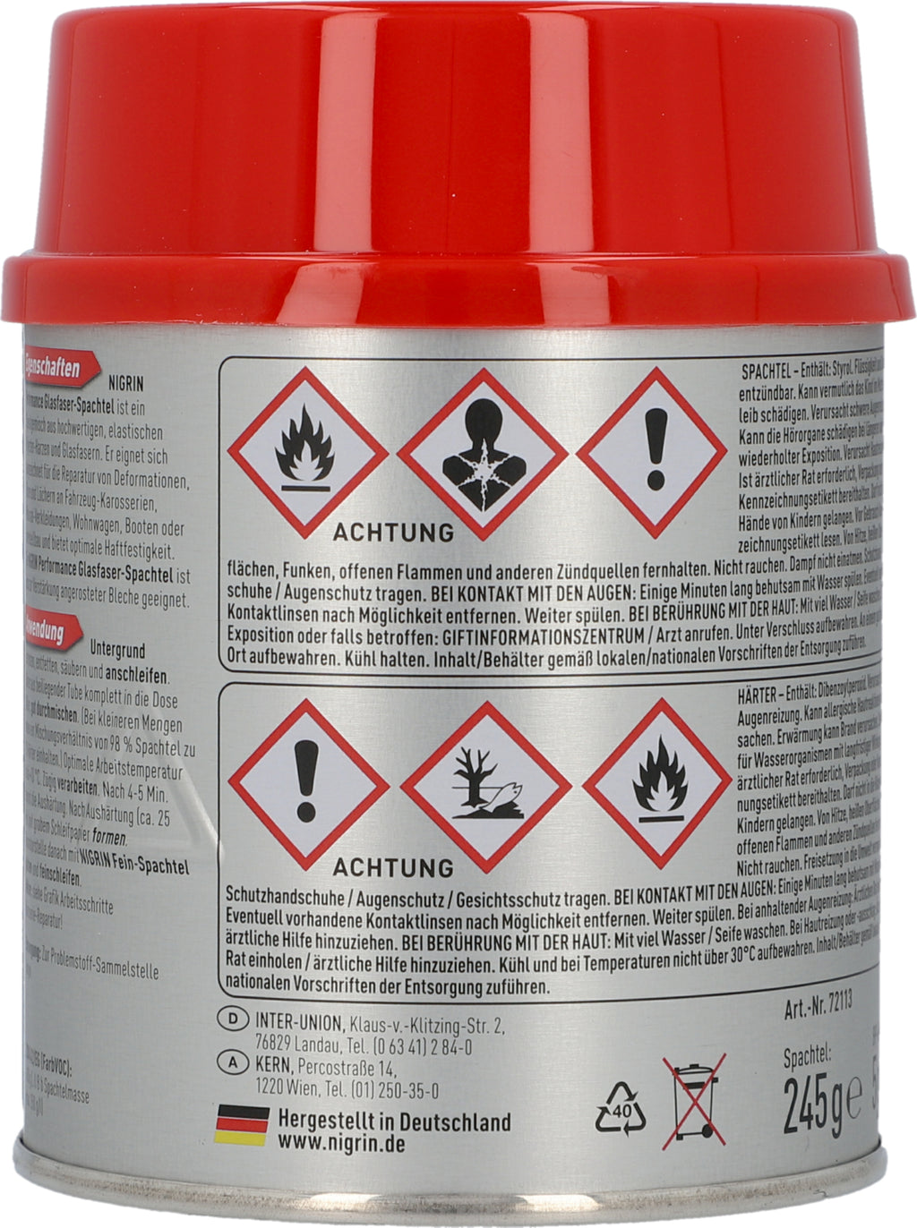 Performance Glasfaser-Spachtel 250g 2-teilig