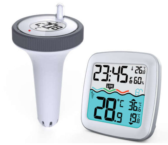 Funk-Poolthermometer mit Uhr