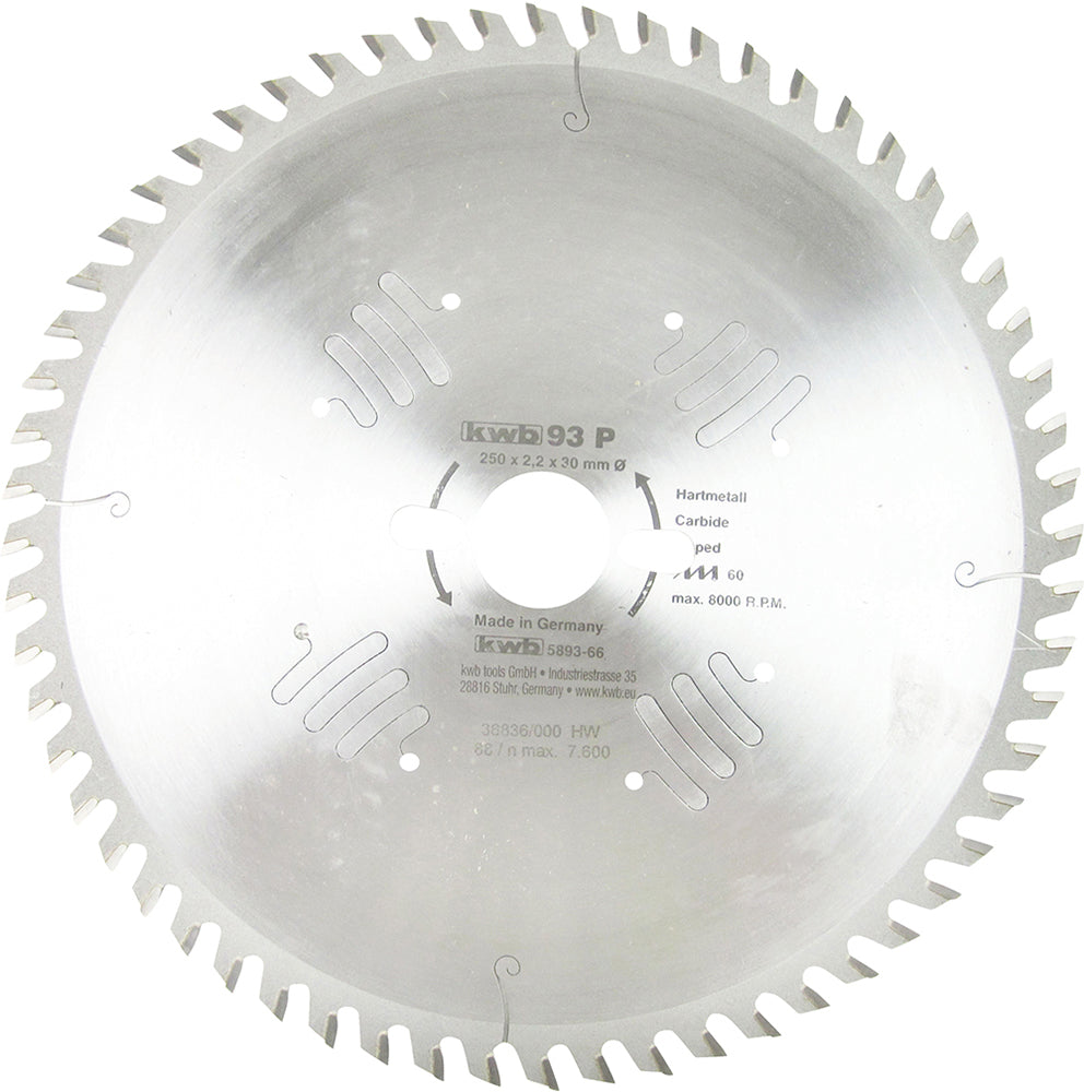 HM-Sägeblatt 250 x 30 mm Ø, 60 Zähne