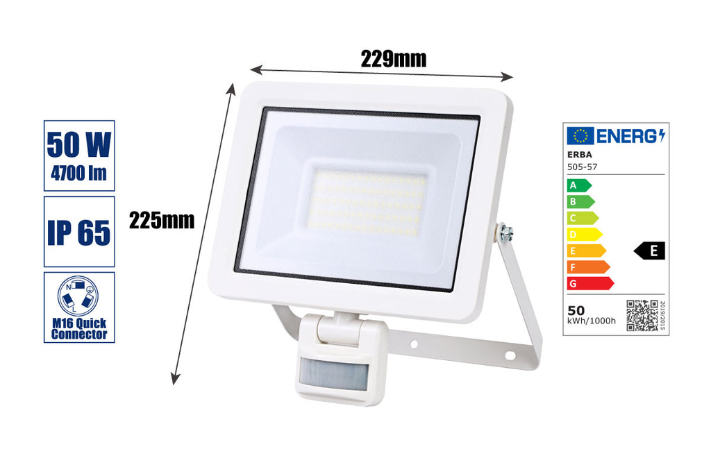 LED-Strahler 50 Watt + BWM weiss