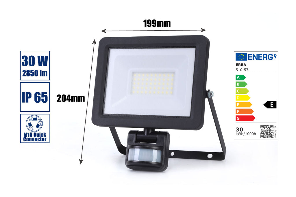 LED-Strahler 30 W + Bewegungsmelder