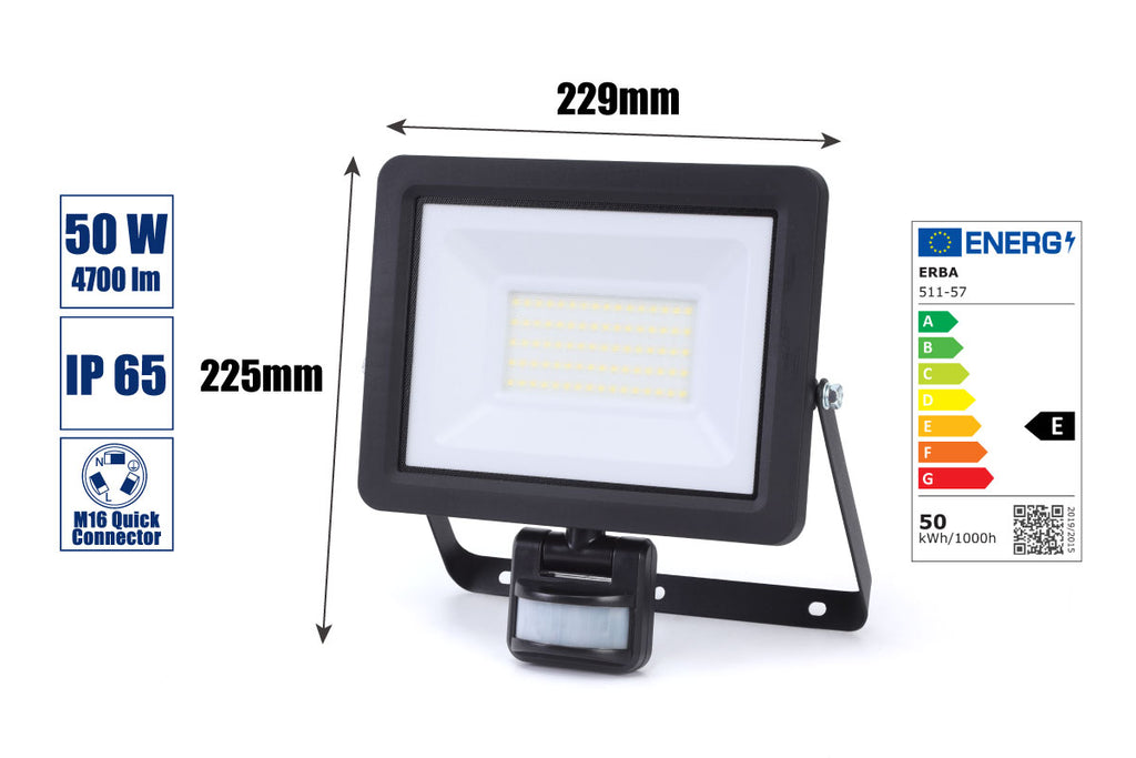 LED-Strahler 50 Watt+BWM schwarz
