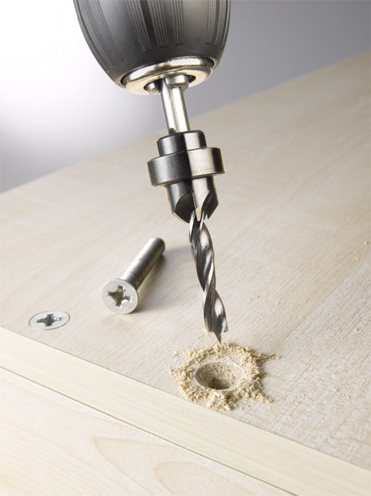 Holzspiralbohrer-Set ø 6 mm mit Aufstecksenker und Tiefenstop 3-tlg.