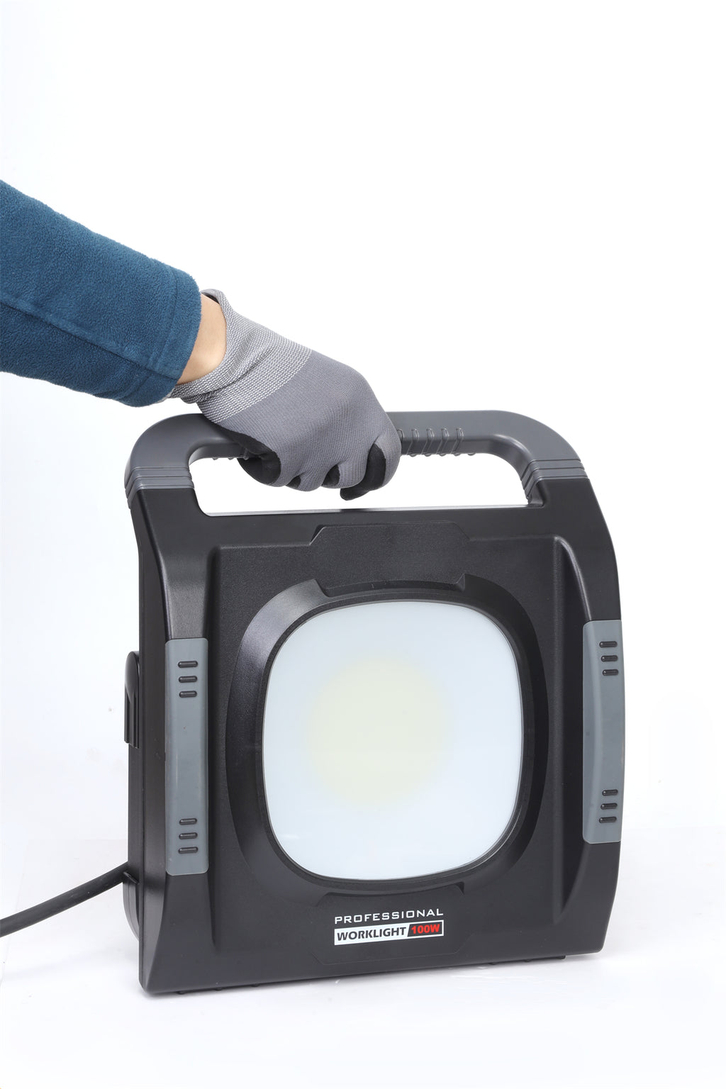 LED-Baustrahler 100 W + 2x Steckdose