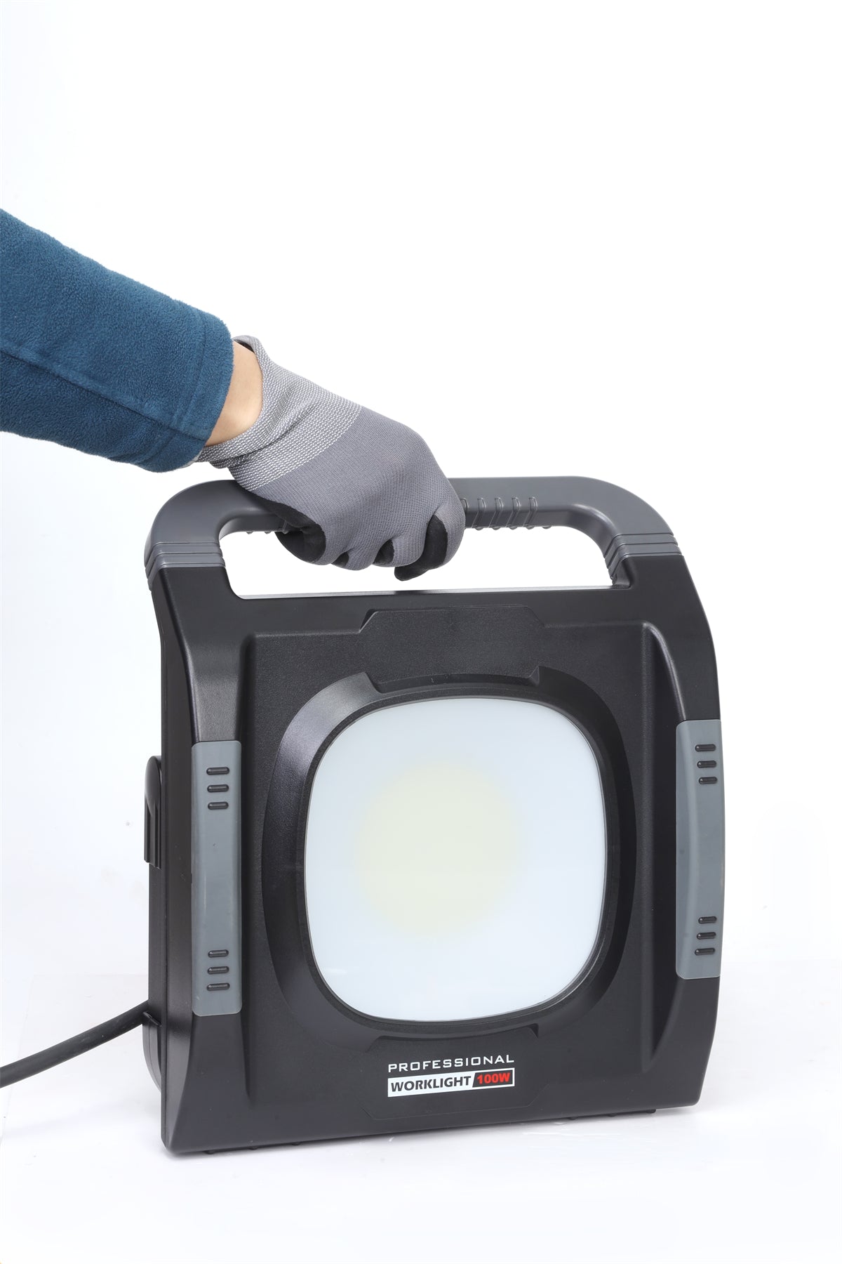 LED-Baustrahler 100 W + 2x Steckdose