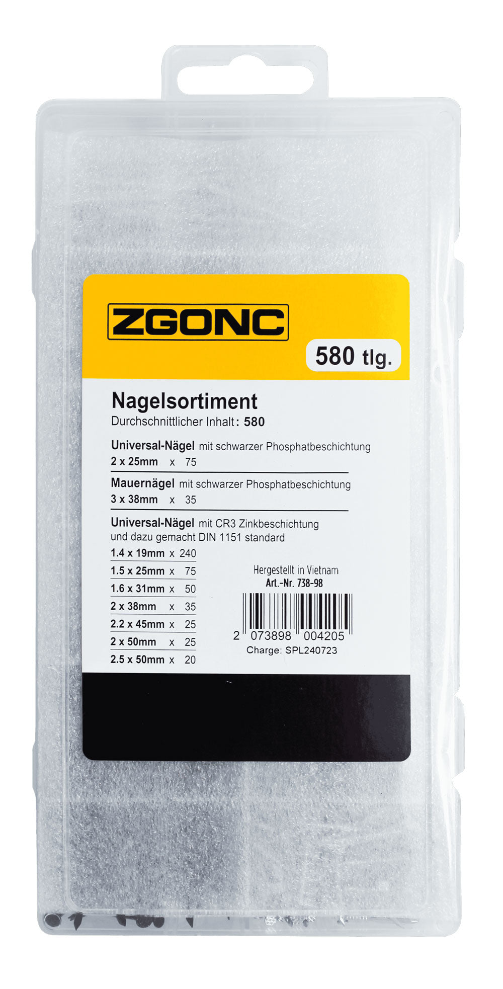 Nagel-Sortiment 580-Tlg.