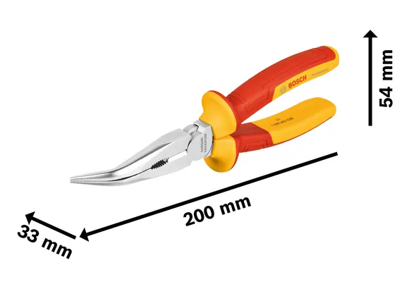 VDE-Spitzzange gebogen 200 mm
