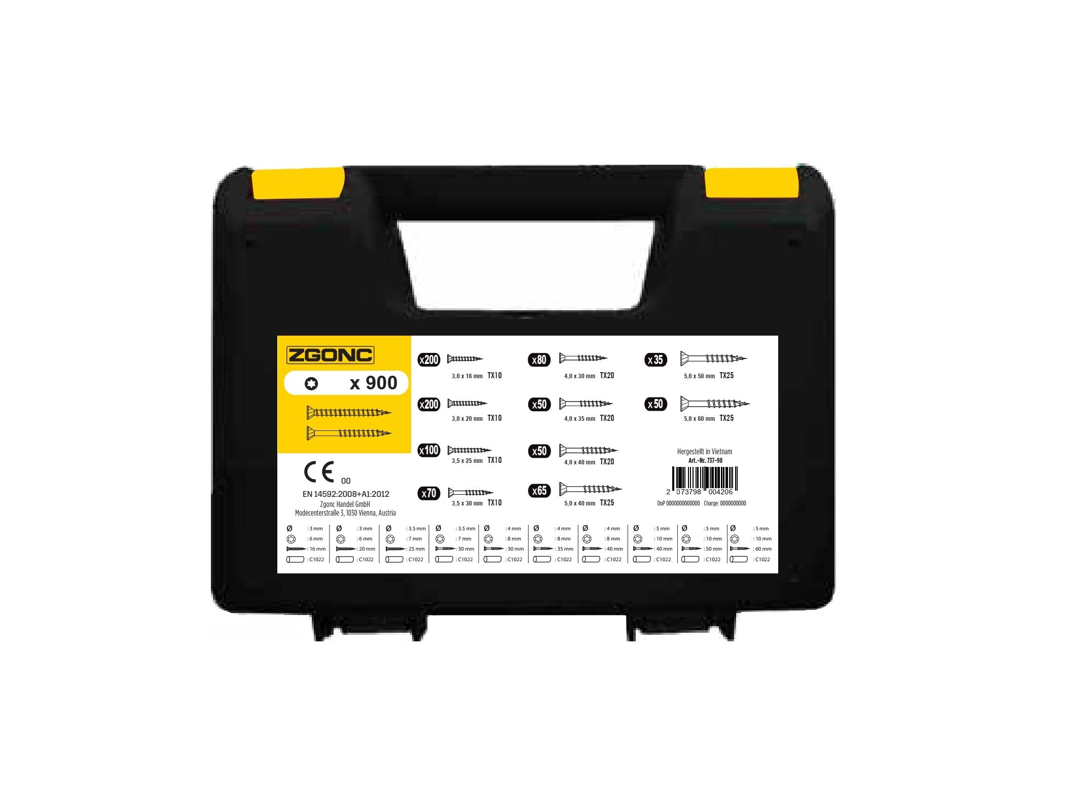 Spanplattenschrauben TX Set 900 Tlg.
