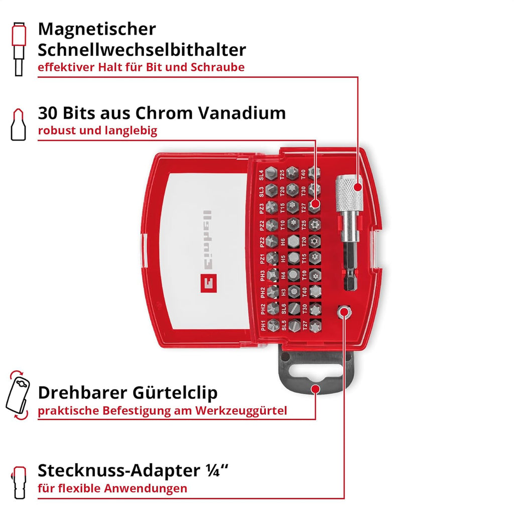 Bit-Box aus CrV-Stahl mit Gürtelclip, 32-tlg.