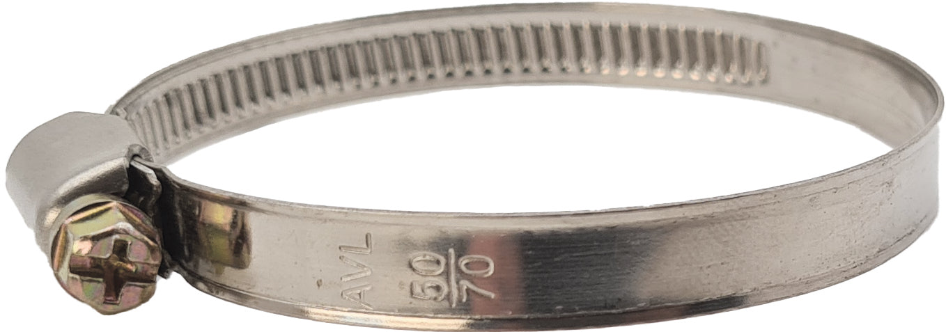 10 Inox-Schlauchklemmen 50 - 70 mm