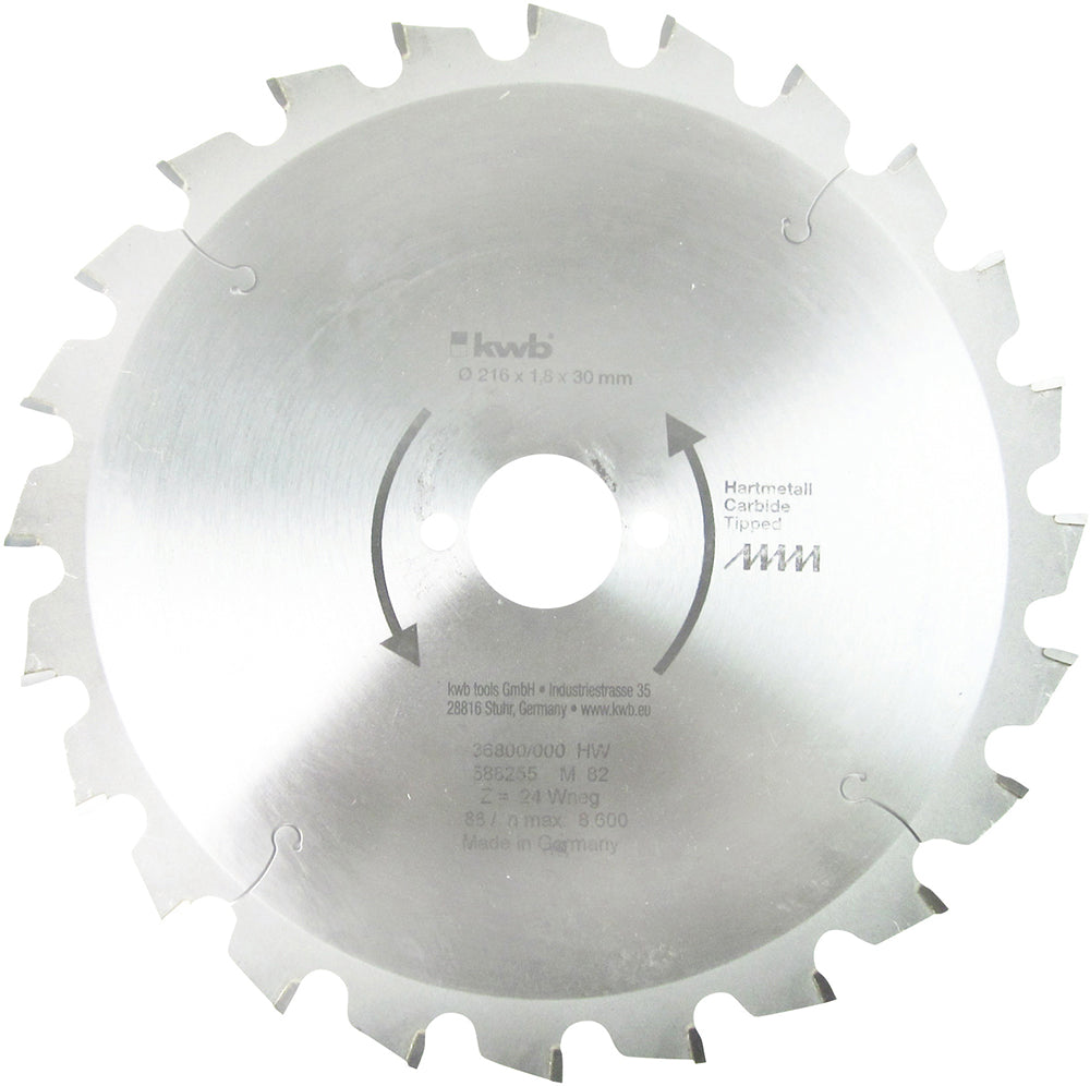 HM-Sägeblatt 216 x 30 mm Ø, 24 Zähne