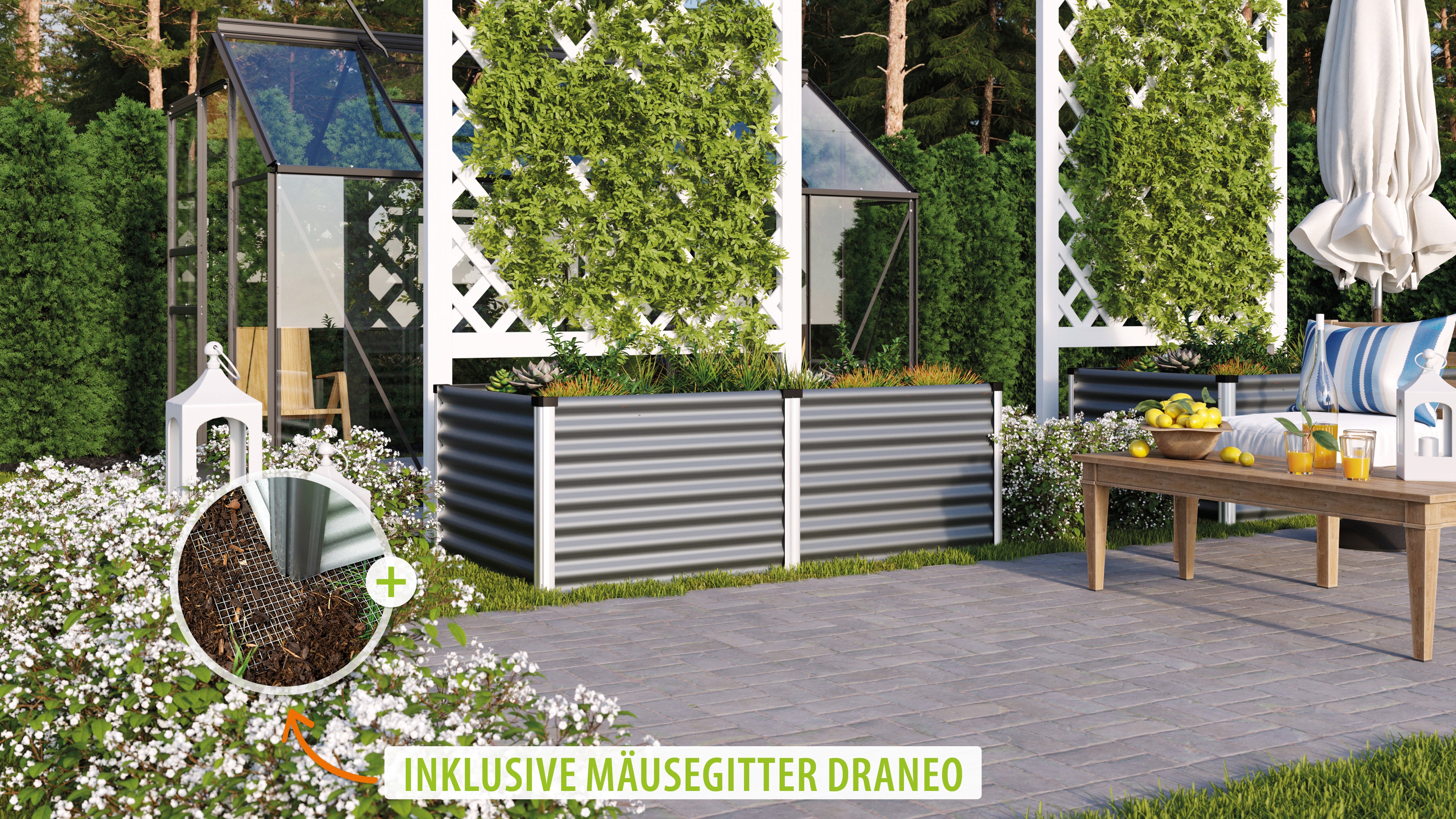 Hochbeet Linus 630, granit/alu - Set