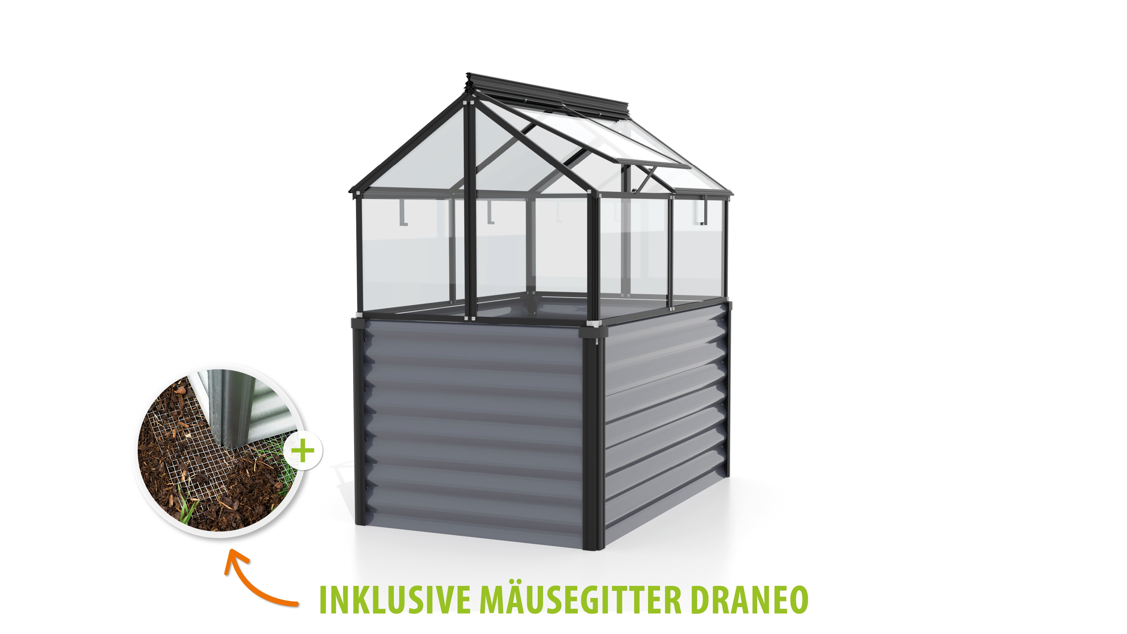 Hochfrühbeet Gaia Jumbo ESG, granit/schwarz - Set