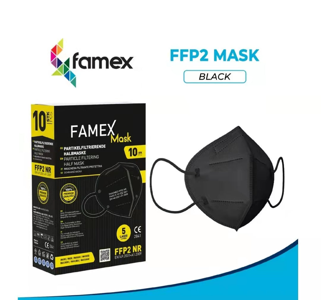 FAMEX 10 Feinstaubmasken FFP2 schwarz