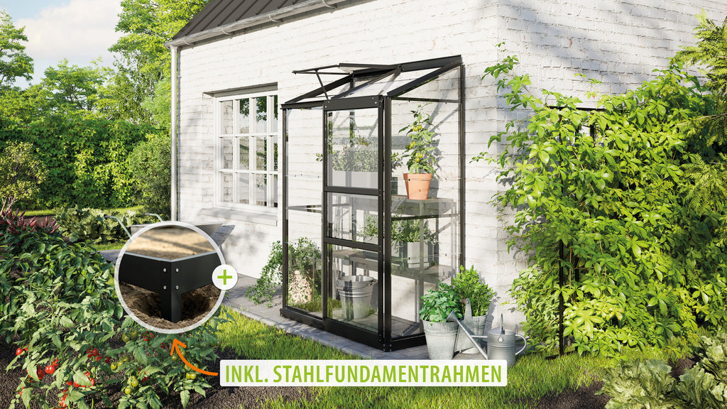 Gewächshaus Ida 900 ESG3mm, schwarz - Set