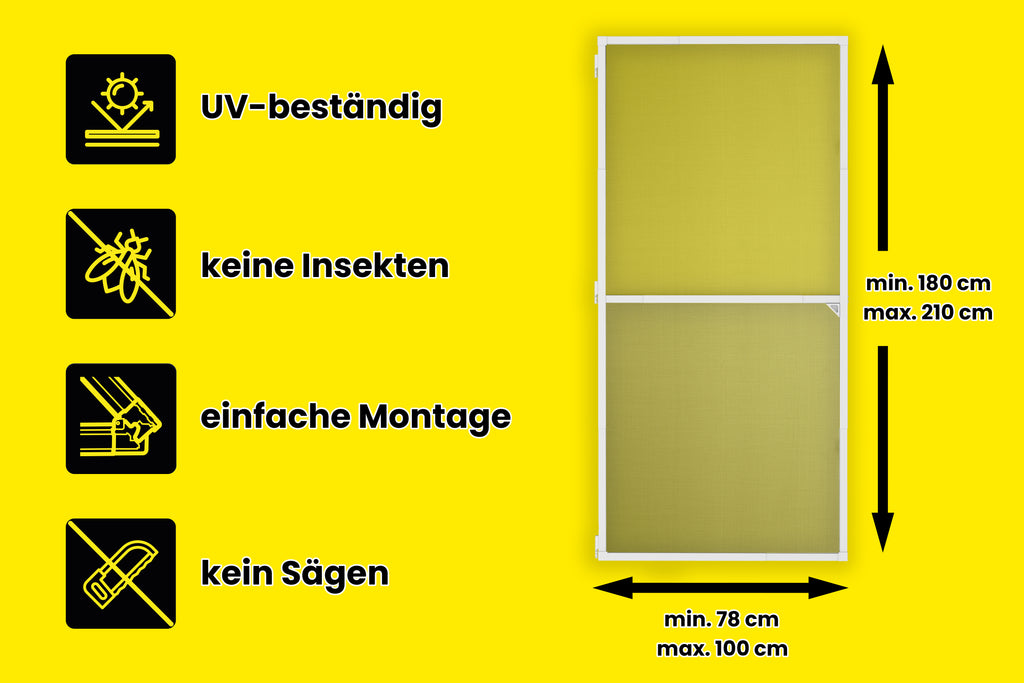 Insekten-Klapptür 100 x 210 cm Weiß