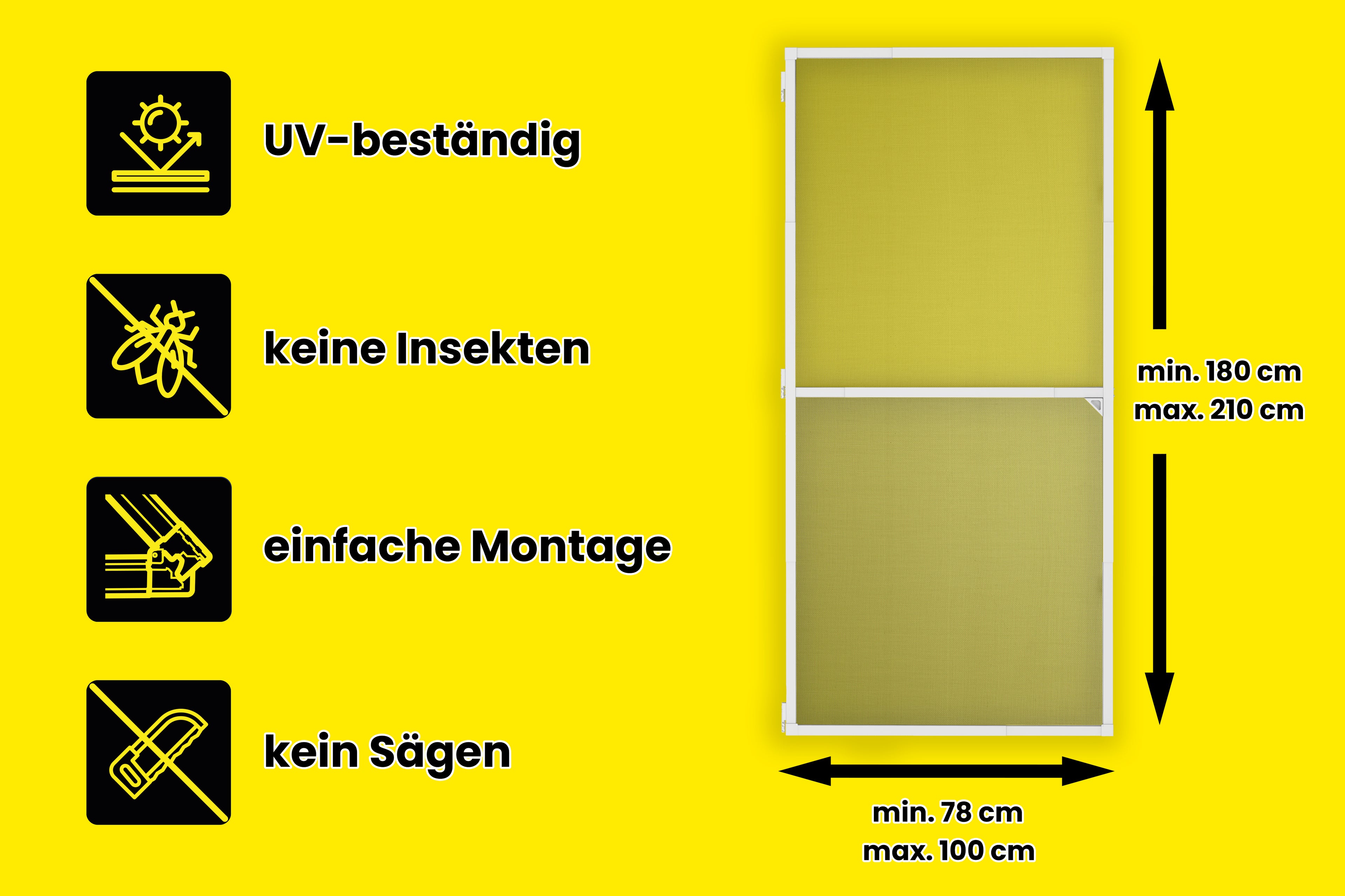 Insekten-Klapptür 100 x 210 cm Weiß