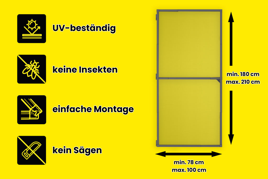 Insekten-Klapptür 100 x 210 cm Grau