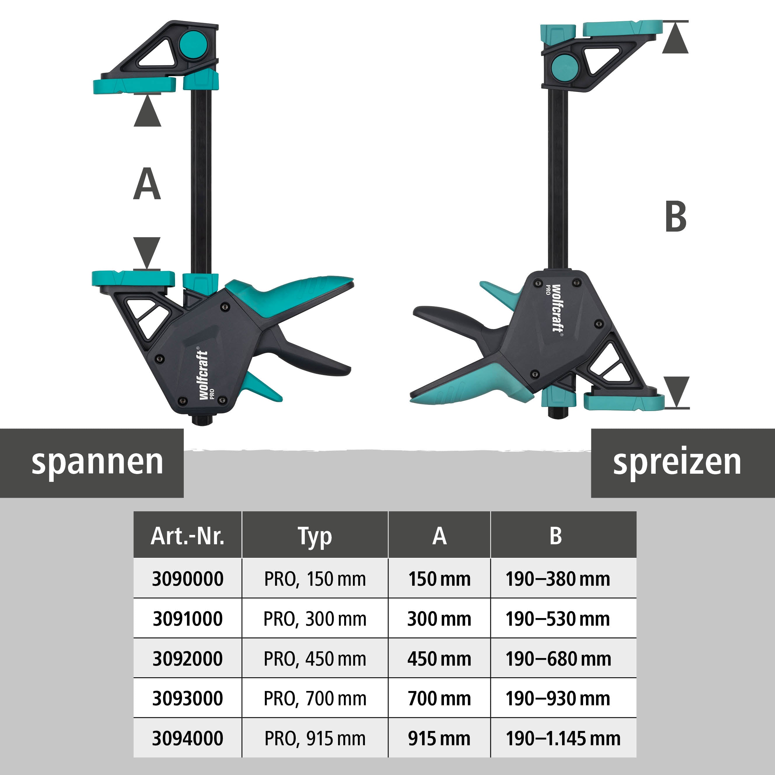 1 Einhandzwinge - PRO ERGO - 450 mm