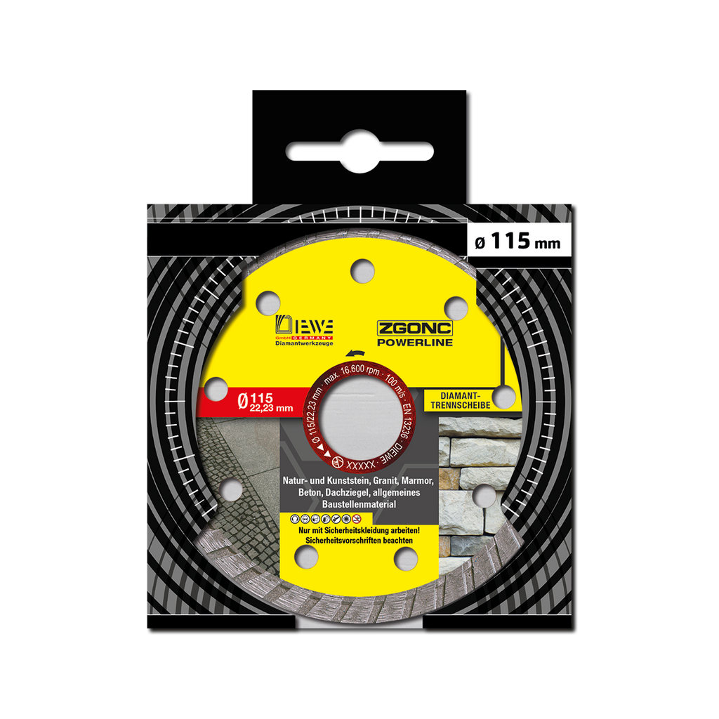 Diamanttrennscheibe POWERLINE Stein 115