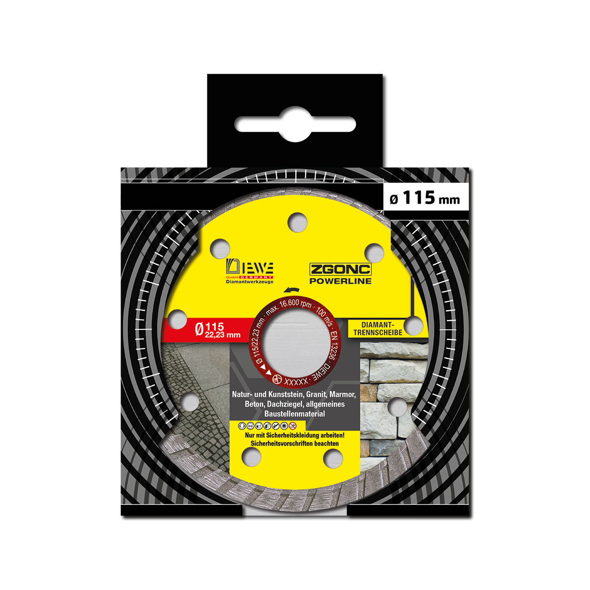 Diamanttrennscheibe POWERLINE Stein 115