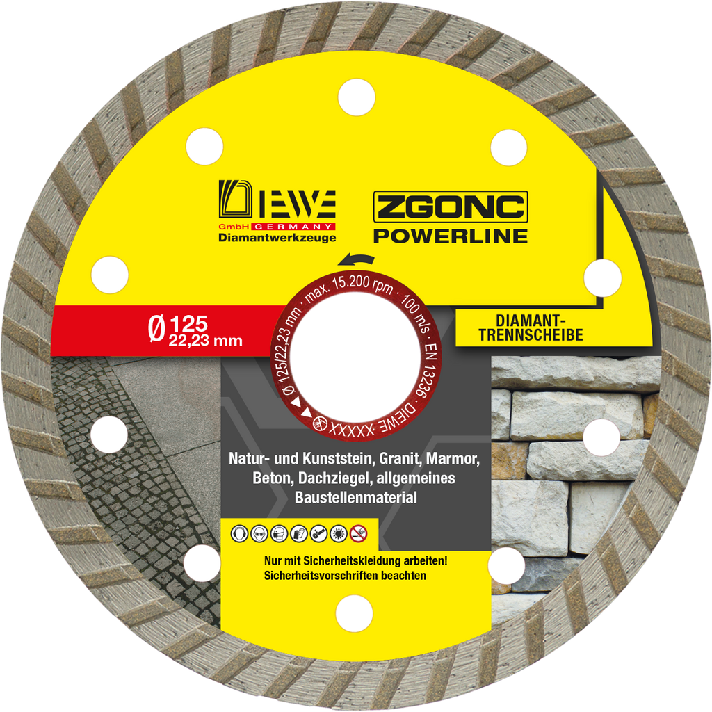 Diamanttrennscheibe POWERLINE Stein 125