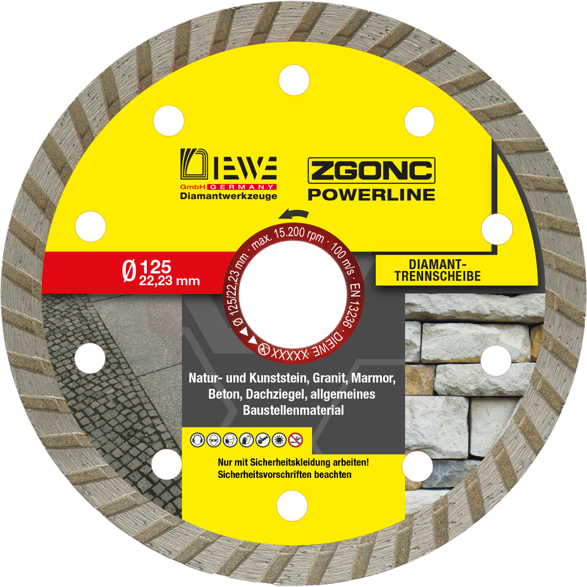 Diamanttrennscheibe POWERLINE Stein 125