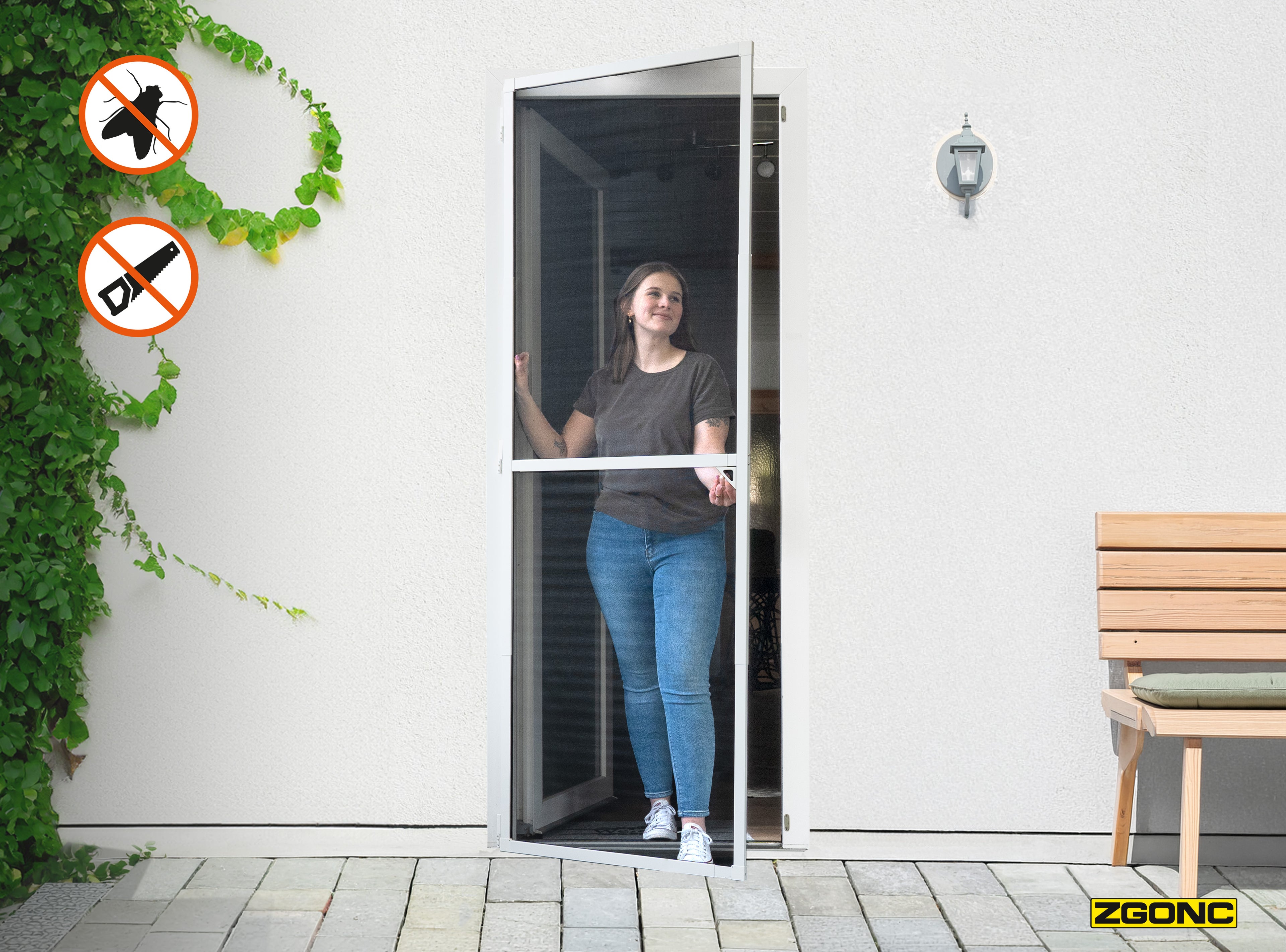 Insekten-Klapptür 100 x 210 cm Weiß