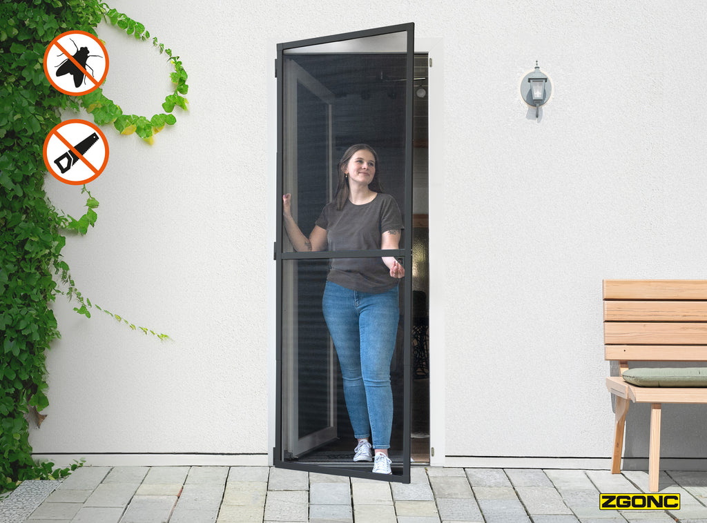 Insekten-Klapptür 100 x 210 cm Grau