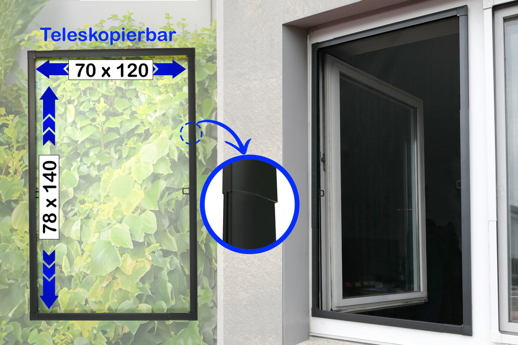 Insekten-Klappfenster 120 x 140 mm anthrazit