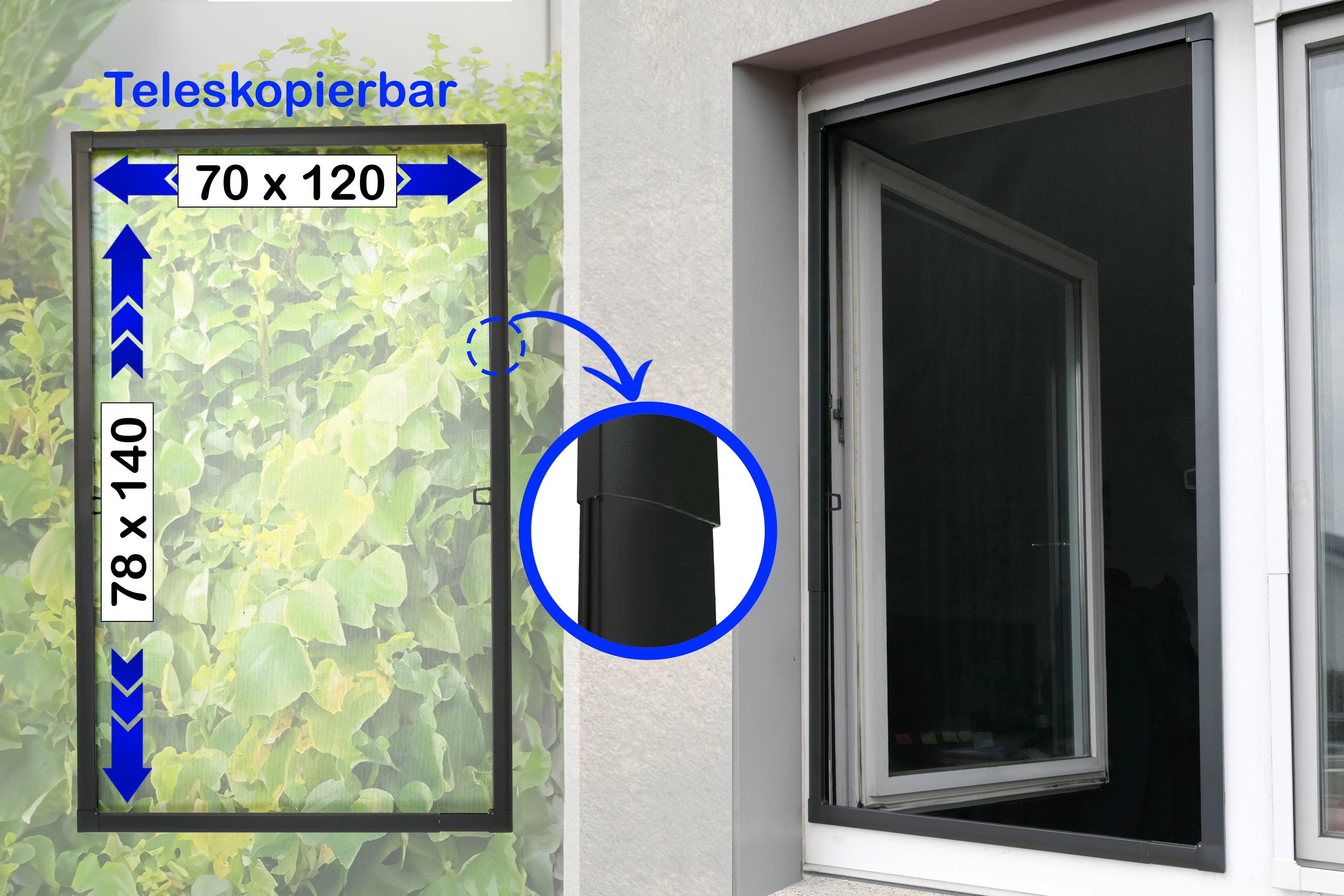 Insekten-Klappfenster 120 x 140 mm anthrazit