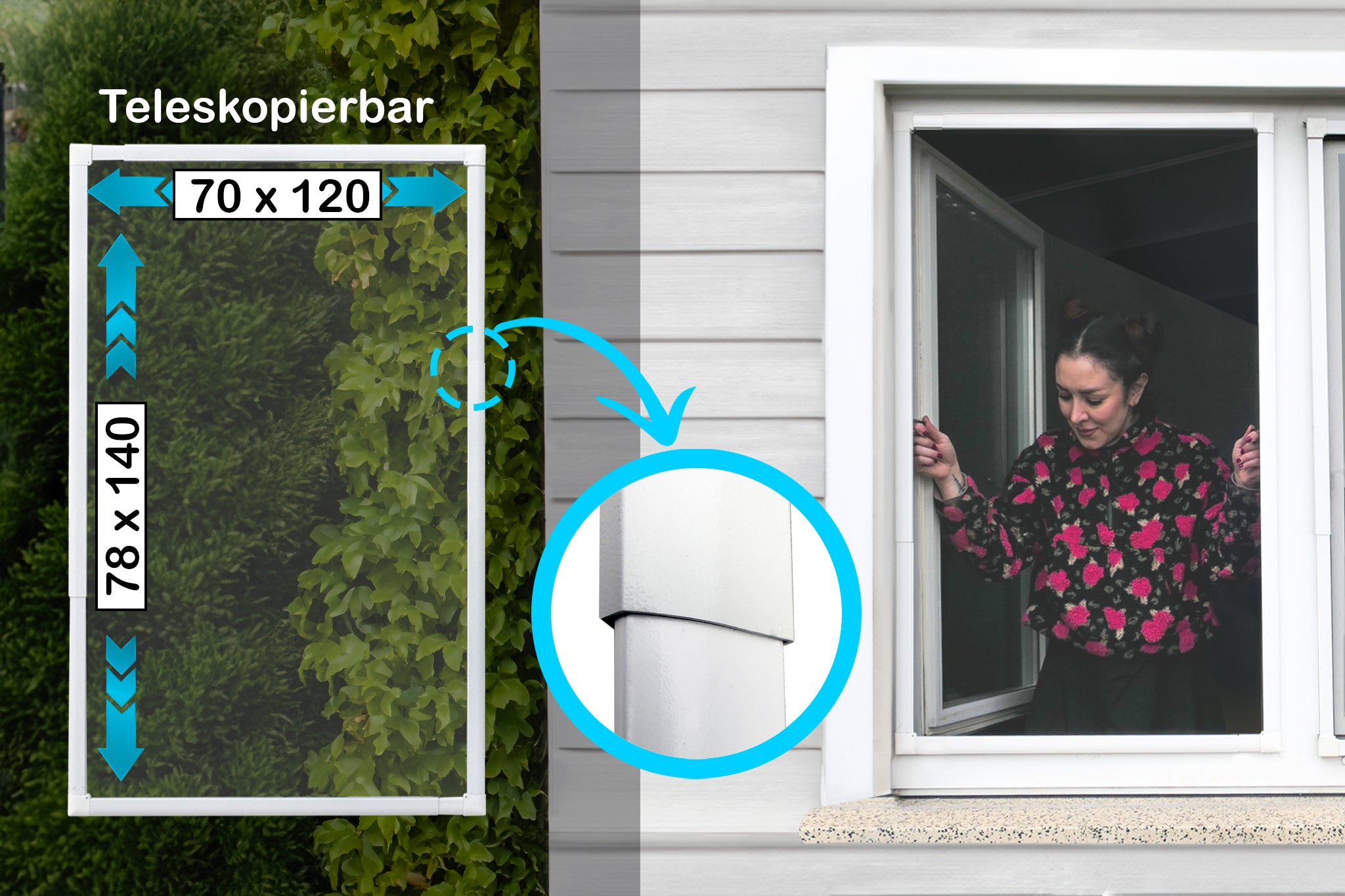 Insekten-Klappfenster 120 x 140 cm Weiß